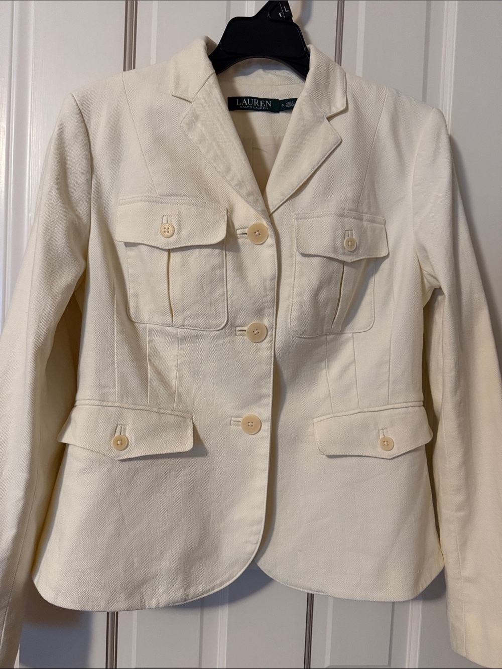 Ralph Lauren Cream Women's Tailored Blazer Linen&Cotton 6